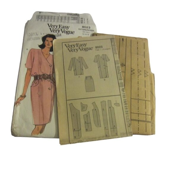 Very Easy Very Vogue Women's Vintage Sewing Pattern Dress Jacket Size 12-16 - Picture 3 of 5